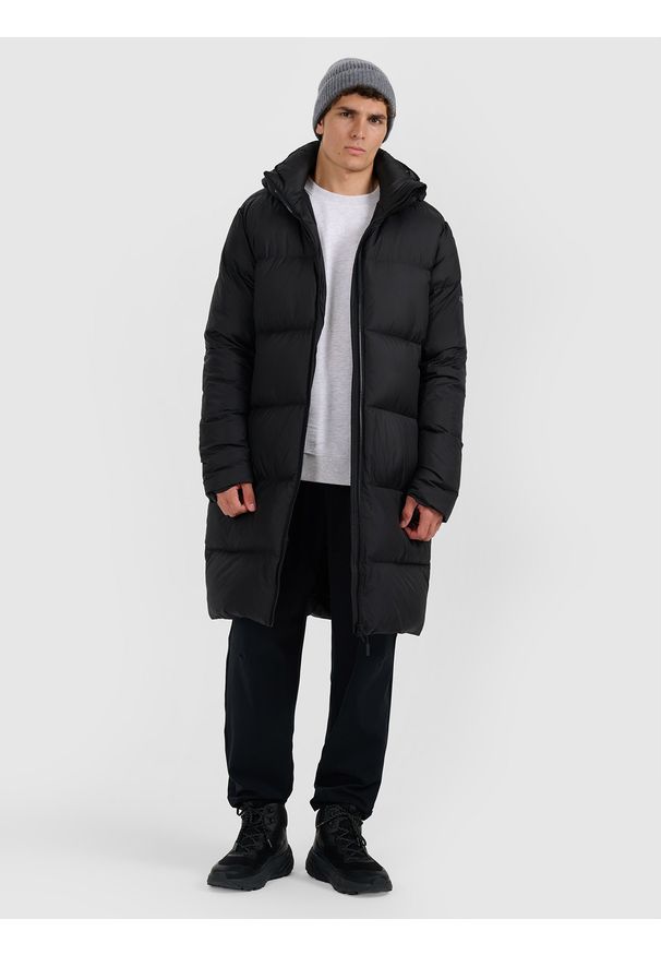 4f - 4F Płaszcz puchowy z wypełnieniem naturalnym męski - czarny XXL. Okazja: na co dzień. Kolor: czarny. Materiał: puch. Długość: do kolan. Sezon: zima. Styl: casual