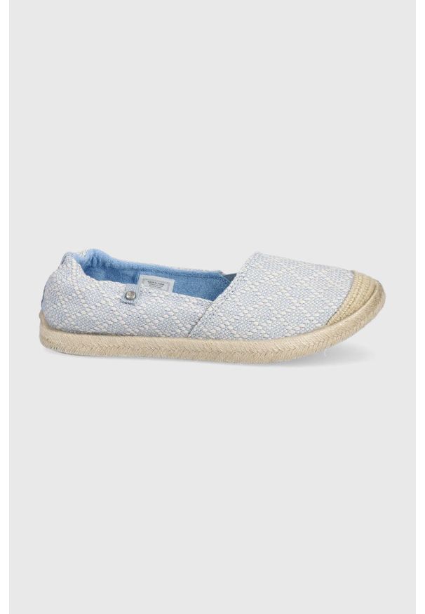 Roxy - Espadryle. Nosek buta: okrągły. Kolor: niebieski. Materiał: guma