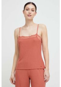 Calvin Klein Underwear top piżamowy kolor pomarańczowy. Kolor: pomarańczowy. Materiał: dzianina, koronka