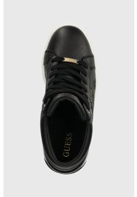 Guess sneakersy ROXANA kolor czarny FL8ROX LEA12. Nosek buta: okrągły. Kolor: czarny. Materiał: guma. Obcas: na koturnie #4