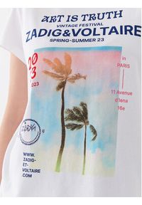 Zadig&Voltaire T-Shirt Zoe Photoprint Palmier JWTS01516 Biały Regular Fit. Kolor: biały. Materiał: bawełna #4