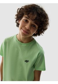 4F JUNIOR - T-shirt gładki chłopięcy - zielony. Okazja: na co dzień. Kolor: zielony. Materiał: bawełna, dzianina, jersey. Długość rękawa: krótki rękaw. Długość: krótkie. Wzór: gładki. Sezon: lato. Styl: casual, sportowy #2