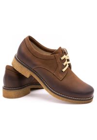ButBal Buty damskie skórzane półbuty 656B brązowe. Kolor: brązowy. Materiał: skóra #6