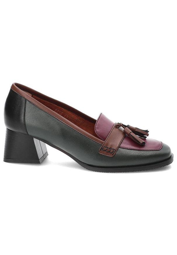 Zielone Półbuty Armodo Eleganckie Skórzane Buty Na Obcasie. Okazja: na co dzień, na spotkanie biznesowe. Kolor: zielony. Materiał: skóra. Wzór: aplikacja. Obcas: na obcasie. Styl: elegancki. Wysokość obcasa: średni