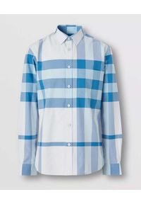 Burberry - BURBERRY - Niebieska koszula w kratkę. Kolor: niebieski. Materiał: materiał. Długość rękawa: długi rękaw. Długość: długie. Wzór: kratka. Styl: klasyczny #4