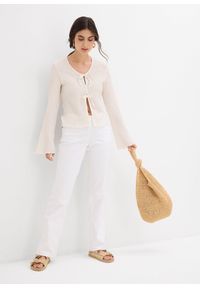 bonprix - Jeansy ze stretchem straight, mid waist. Kolor: biały #2