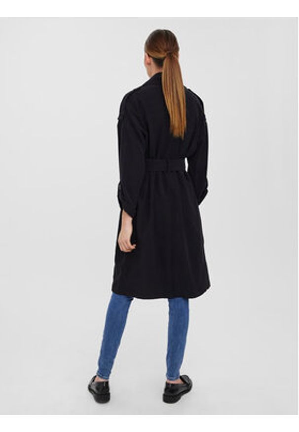Vero Moda Trencz Bella 10252979 Czarny Relaxed Fit. Kolor: czarny. Materiał: wiskoza