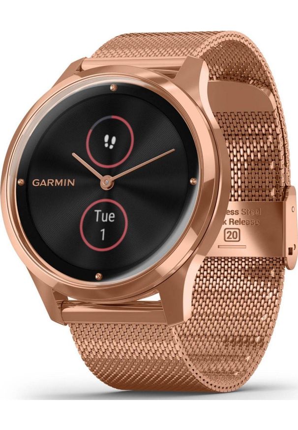 GARMIN - Zegarek sportowy Garmin Vivomove Luxe Różowe złoto (010-02241-24). Kolor: różowy, złoty, wielokolorowy. Styl: sportowy