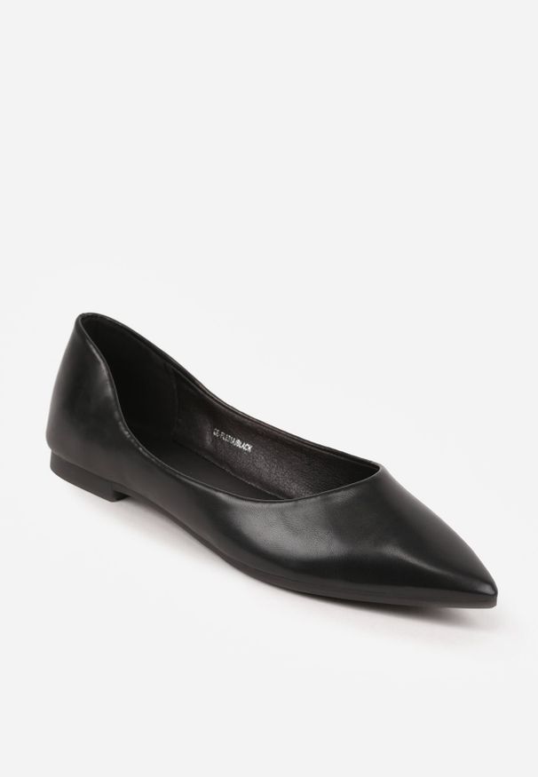 Renee - Czarne Balerinki ze Szpiczastymi Noskami w Eleganckim Stylu Lagenaria. Okazja: na co dzień, na imprezę. Nosek buta: szpiczasty. Kolor: czarny. Materiał: materiał, jeans. Wzór: kwiaty. Styl: elegancki