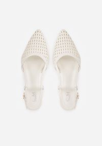 Born2be - Białe Sandały Ozdobione Plecionką Melorah. Okazja: na co dzień. Zapięcie: sprzączka. Kolor: biały. Materiał: jeans. Wzór: aplikacja. Styl: casual, elegancki #3