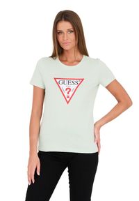 Guess - GUESS Zielony damski t-shirt bawełniany Original Tee, Rozmiar M. Kolor: zielony. Materiał: bawełna #4