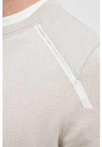 BOSS sweter z domieszką wełny BOSS ATHLEISURE męski kolor beżowy lekki. Okazja: na co dzień. Kolor: beżowy. Materiał: wełna. Długość rękawa: długi rękaw. Długość: długie. Styl: casual