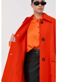 Pinko poncho wełniane kolor pomarańczowy przejściowy oversize. Kolor: pomarańczowy. Materiał: wełna. Wzór: gładki #4