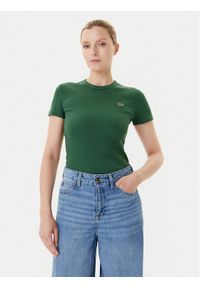 Lacoste T-Shirt TF5538 Zielony Slim Fit. Kolor: zielony. Materiał: bawełna