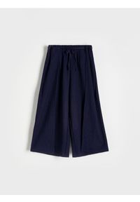 Reserved - Spodnie culotte - granatowy. Kolor: niebieski. Materiał: tkanina
