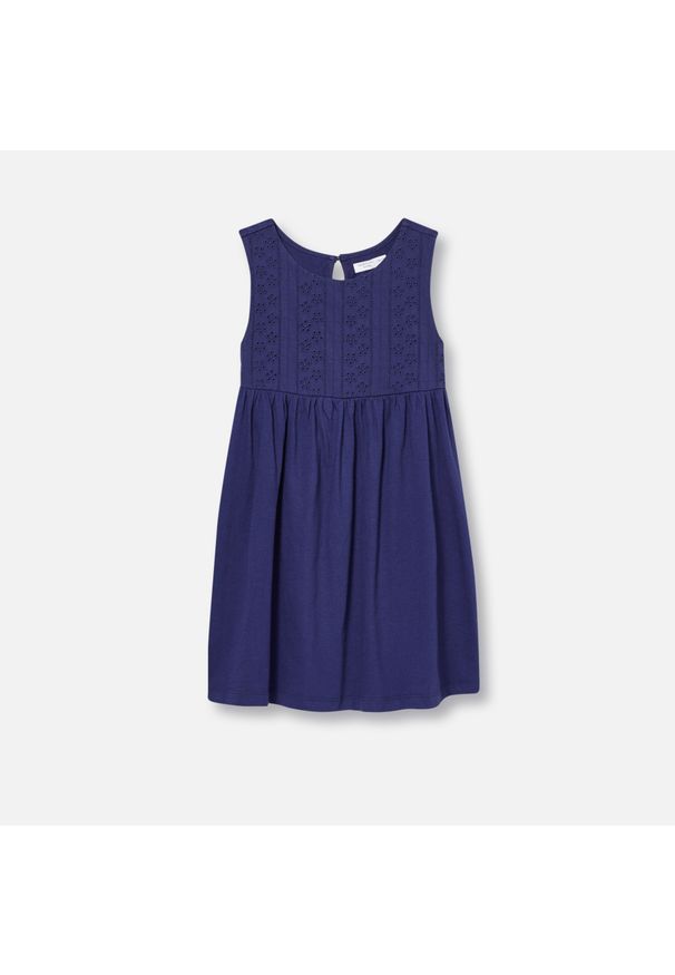 Sinsay - Sukienka gładka - Granatowy. Kolor: niebieski. Wzór: gładki