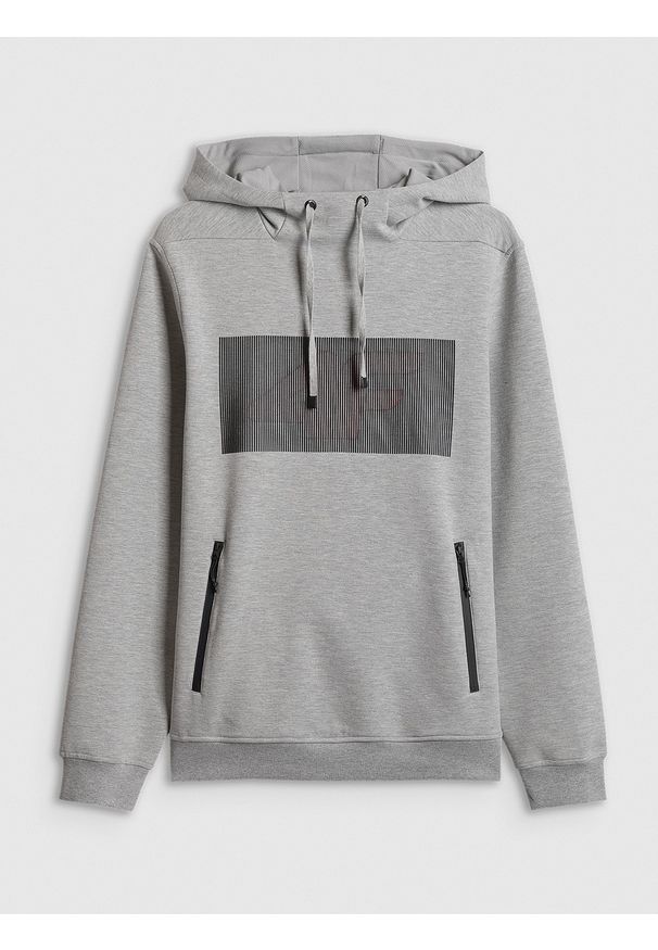 4f - 4F Bluza dresowa regular z kapturem męska - szara XL. Okazja: na co dzień. Typ kołnierza: kaptur. Kolor: szary. Materiał: dresówka. Wzór: gładki. Styl: casual