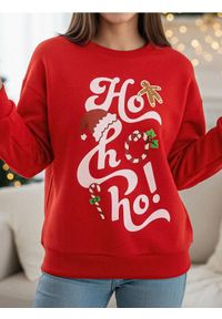 Sinsay - Bluza świąteczna - czerwony. Kolor: czerwony. Długość rękawa: długi rękaw. Długość: długie. Wzór: nadruk. Styl: wizytowy #1