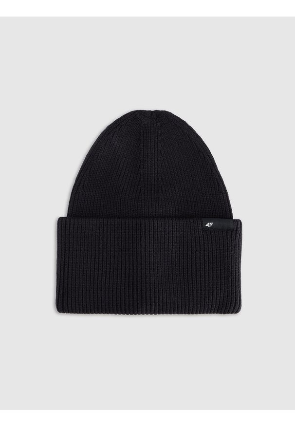 4f - 4F Czapka beanie uniseks - czarna Uniwersalny. Kolor: czarny. Materiał: dzianina, materiał, wiskoza. Sezon: zima. Styl: casual, klasyczny, sportowy