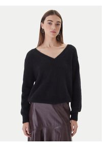 Dixie Sweter M277Y065A 1900 Czarny Regular Fit. Kolor: czarny. Materiał: wełna