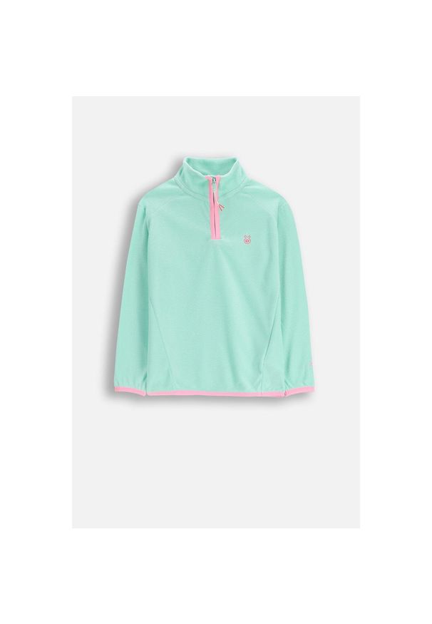 Polar turystyczny dziewczęcy bluza ze stójką Lemon Explore ZL5. Typ kołnierza: kołnierzyk stójkowy. Kolor: zielony. Materiał: poliester. Sport: turystyka piesza