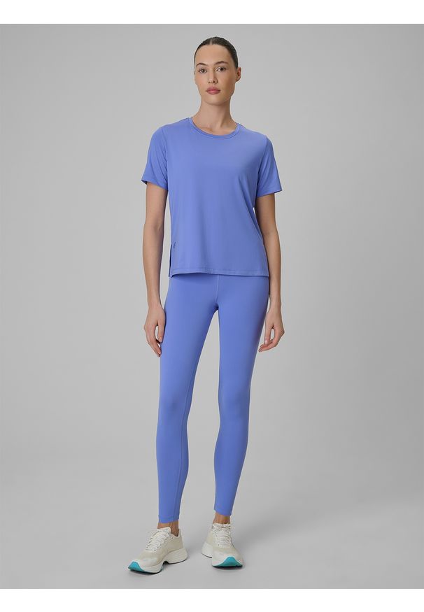 4f - 4F Koszulka treningowa loose szybkoschnąca damska - niebieska S. Kolor: niebieski. Materiał: włókno, materiał. Sport: fitness