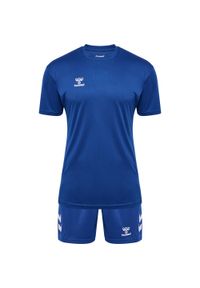 Zestaw koszulka + szorty Hummel Logo. Kolor: niebieski. Materiał: dresówka. Sport: piłka nożna #1