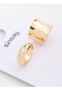 Sinsay - Pierścionki z błyszczącym wykończeniem 2 pack - złoty. Materiał: złote. Kolor: złoty #1