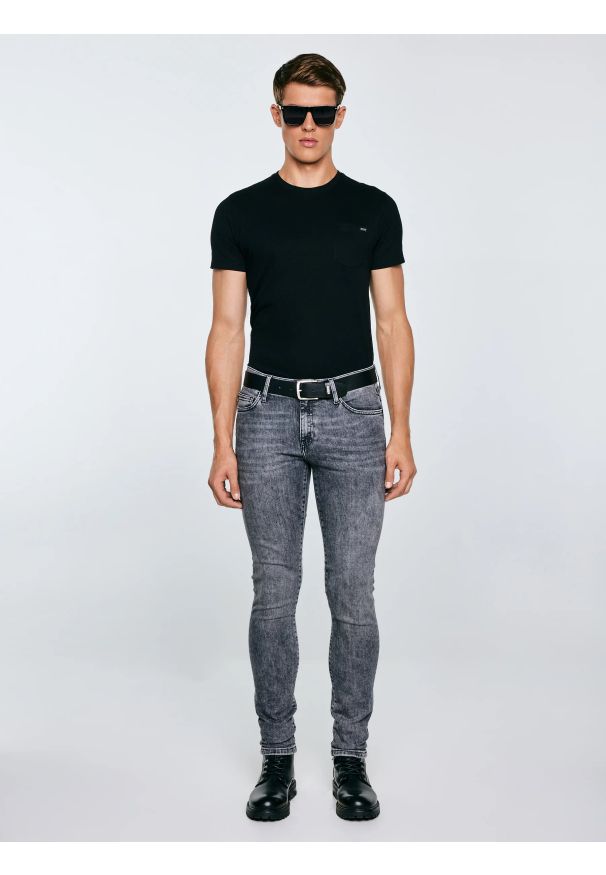Big-Star - Jeansy męskie skinny szare Deric 993. Okazja: na co dzień. Kolor: szary. Styl: casual