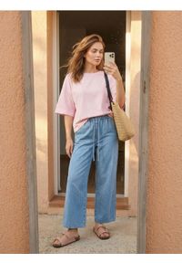 Sinsay - Bawełniana koszulka basic - begonia. Materiał: bawełna #1