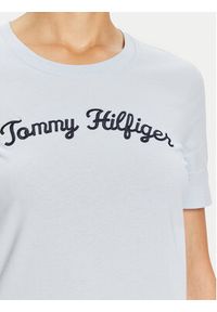 TOMMY HILFIGER - Tommy Hilfiger T-Shirt Script WW0WW42589 Błękitny Regular Fit. Kolor: niebieski. Materiał: bawełna