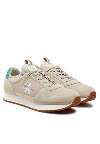 Calvin Klein Jeans Sneakersy Runner Sock Laceup Ny-Lth YM0YM00553 Beżowy. Kolor: beżowy. Materiał: materiał #5