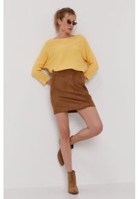 Vero Moda - Sweter. Okazja: na co dzień. Kolor: żółty. Materiał: dzianina. Wzór: gładki. Styl: casual #3