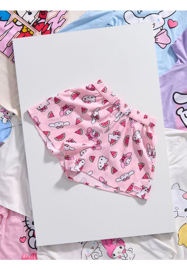 Sinsay - Szorty ze wzorem Hello Kitty - różowy. Kolor: różowy. Wzór: motyw z bajki