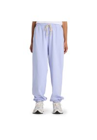 Spodnie damskie New Balance WP41513DYK - fioletowe. Kolor: fioletowy. Materiał: poliester, bawełna, dresówka #1