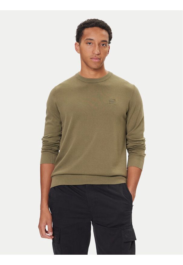 BOSS Sweter Kanovano_S 50527583 Zielony Regular Fit. Kolor: zielony. Materiał: bawełna