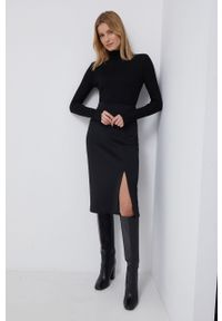 Calvin Klein Spódnica kolor czarny midi prosta. Okazja: na co dzień. Stan: podwyższony. Kolor: czarny. Materiał: materiał, dzianina, włókno. Wzór: gładki. Styl: casual #4