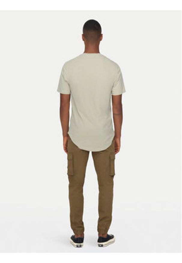 Only & Sons T-Shirt Matt 22002973 Beżowy Regular Fit. Kolor: beżowy. Materiał: bawełna