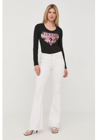 Guess longsleeve damski kolor czarny. Kolor: czarny. Materiał: dzianina. Długość rękawa: długi rękaw. Wzór: nadruk #3