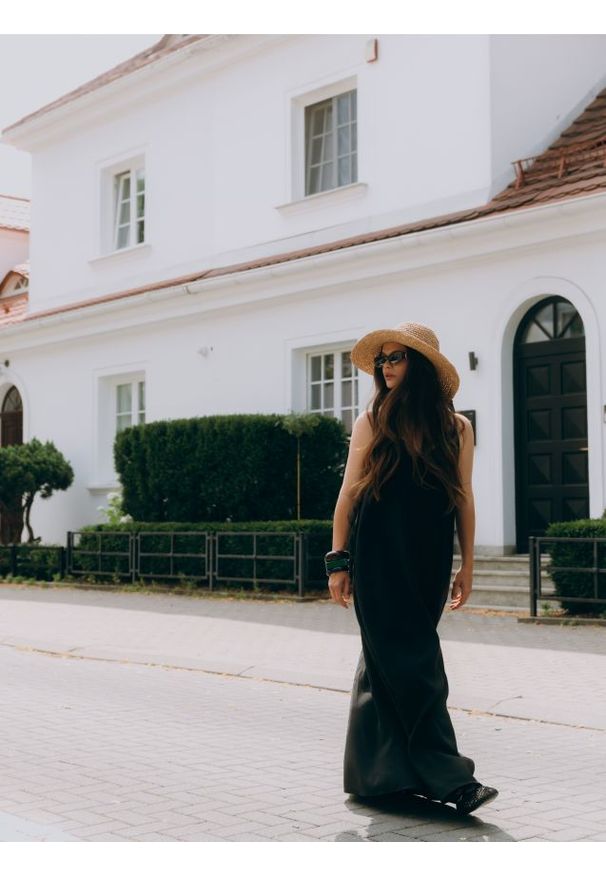 Reserved - Sukienka maxi z modalu - czarny. Kolor: czarny. Długość: maxi