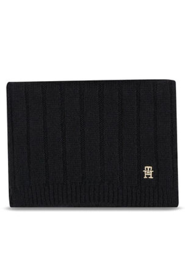 TOMMY HILFIGER - Tommy Hilfiger Zestaw Szalik i Czapka Th Timeless Beanie + Scarf AW0AW15367BDS Czarny. Kolor: czarny. Materiał: materiał
