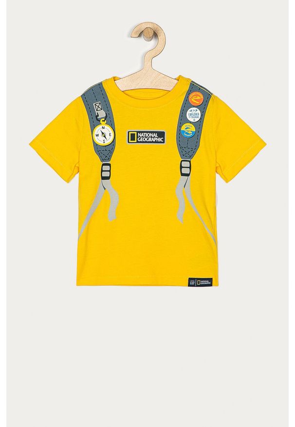 GAP - T-shirt dziecięcy X National Geographic 74-110 cm. Okazja: na co dzień. Kolor: żółty. Materiał: bawełna, dzianina. Wzór: nadruk. Styl: casual
