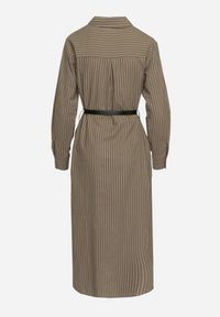 Born2be - Zielona Koszulowa Sukienka na Guziki z Paskiem i Imitacją Kieszeni Tintarra. Kolor: zielony. Typ sukienki: koszulowe. Styl: sportowy, klasyczny, elegancki #6