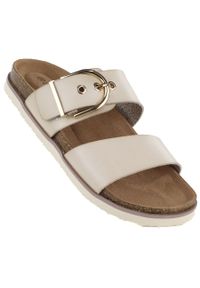 POTOCKI - Klapki damskie z klamrą beżowe Potocki 54325. Kolor: beżowy. Materiał: skóra ekologiczna. Styl: elegancki #1