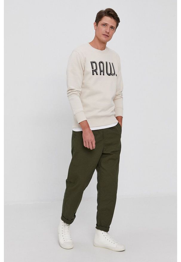 G-Star RAW - G-Star Raw Bluza męska kolor beżowy z nadrukiem. Okazja: na co dzień. Kolor: beżowy. Materiał: poliester. Wzór: nadruk. Styl: casual