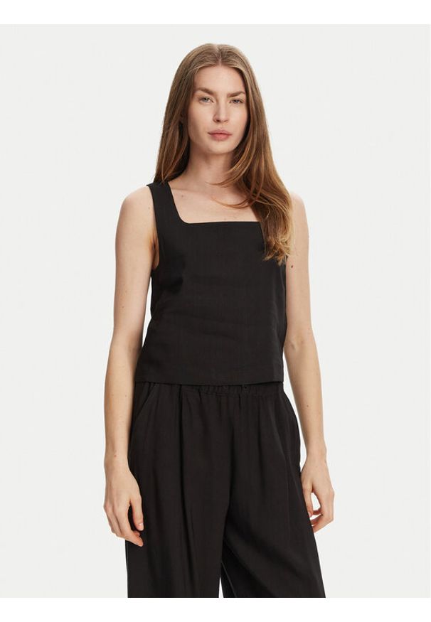 Marella Top Terni 2513161055 Czarny Regular Fit. Kolor: czarny. Materiał: wiskoza, len