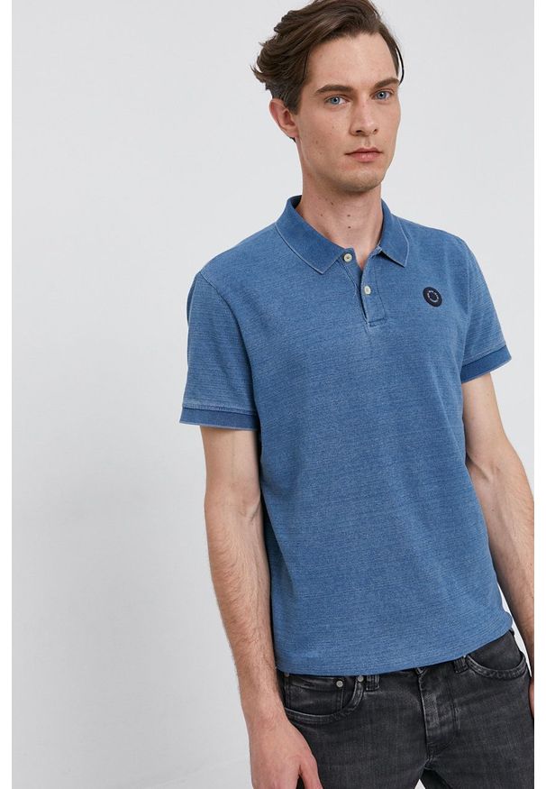 Pepe Jeans T-shirt męski gładki. Okazja: na co dzień. Kolor: niebieski. Materiał: dzianina. Długość: krótkie. Wzór: gładki. Styl: casual
