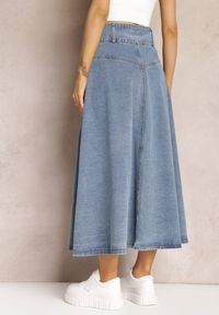Renee - Niebieska Jeansowa Spódnica Maxi z Guzikami z Bawełny Rachellia. Kolor: niebieski. Materiał: jeans, bawełna #5