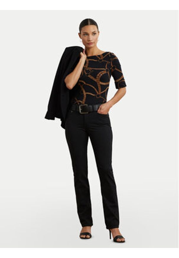 Lauren Ralph Lauren - LAUREN RALPH LAUREN Bluzka 200971107001 Czarny Slim Fit. Kolor: czarny. Materiał: bawełna