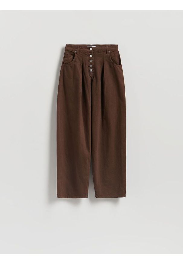 Reserved - Jeansy barrel z zakładkami - dark grey jeans